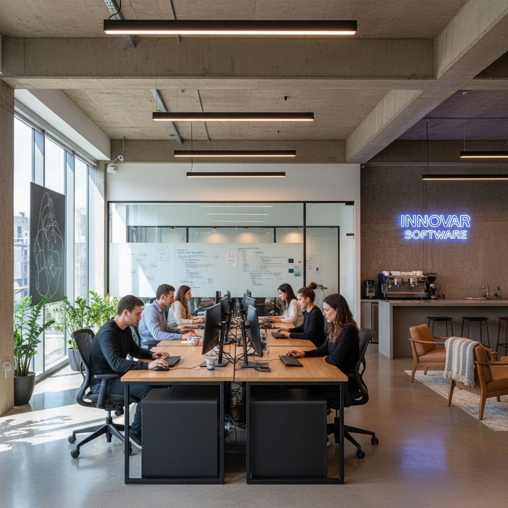 Equipo de desarrollo profesional trabajando